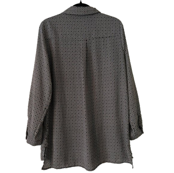 Pleione shirt size zl black multicolor tunic 100% polyester slit on side - Picture 2 of 4